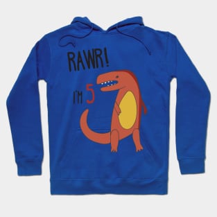 RAWR! I'm 5 Kid's Birthday Dinosaur T-Rex T-shirt Hoodie